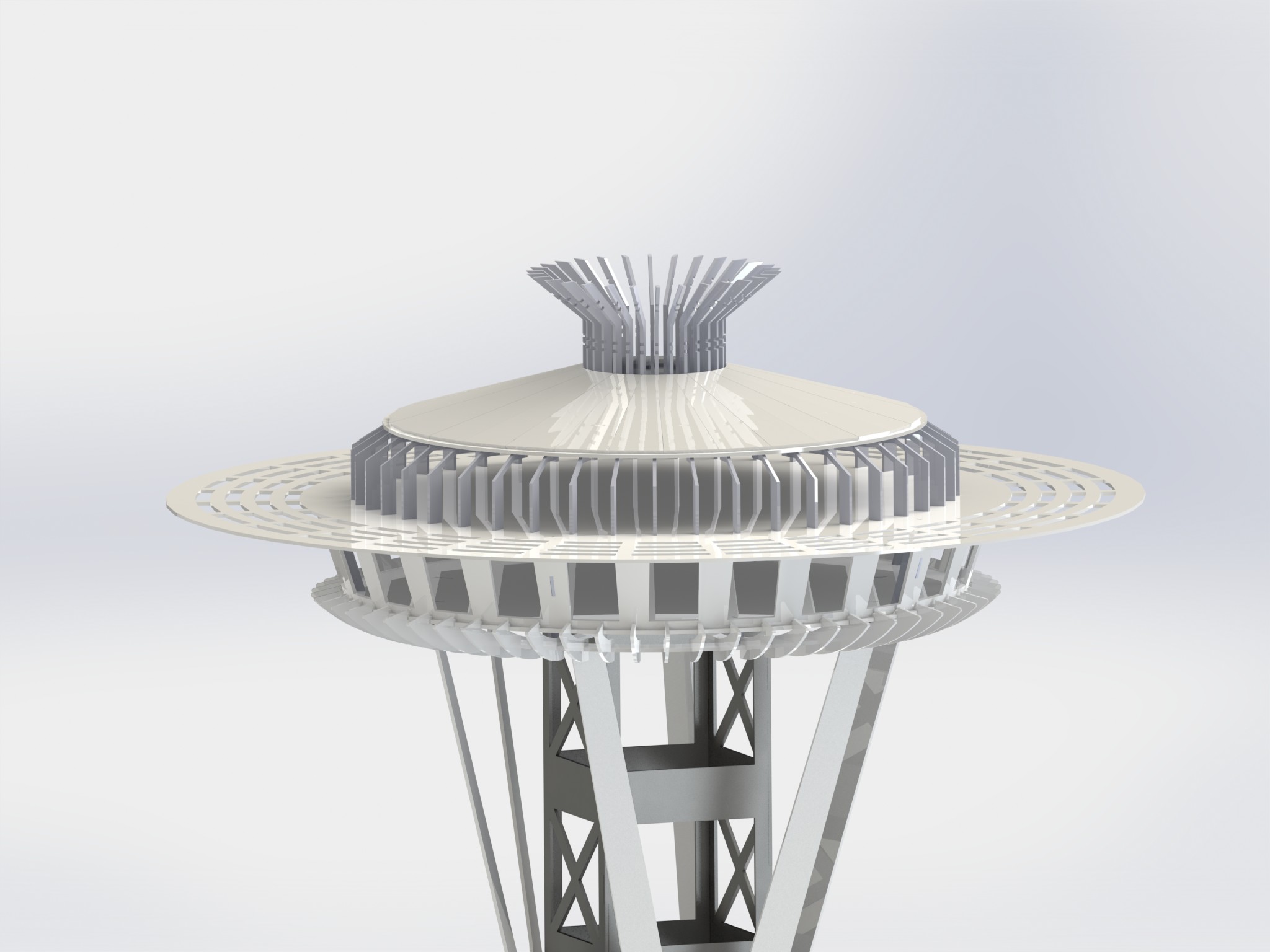 西雅图太空针塔，钣金拼图，3D拼图，metalcraft设计